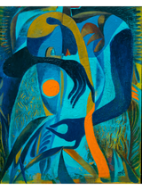 Olaf Hajek, Blue Figure, 2023