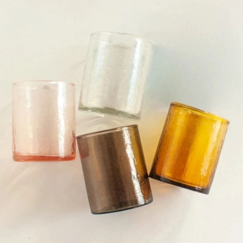 Handblown Hammered Glasses | Set of 4 | Amber
