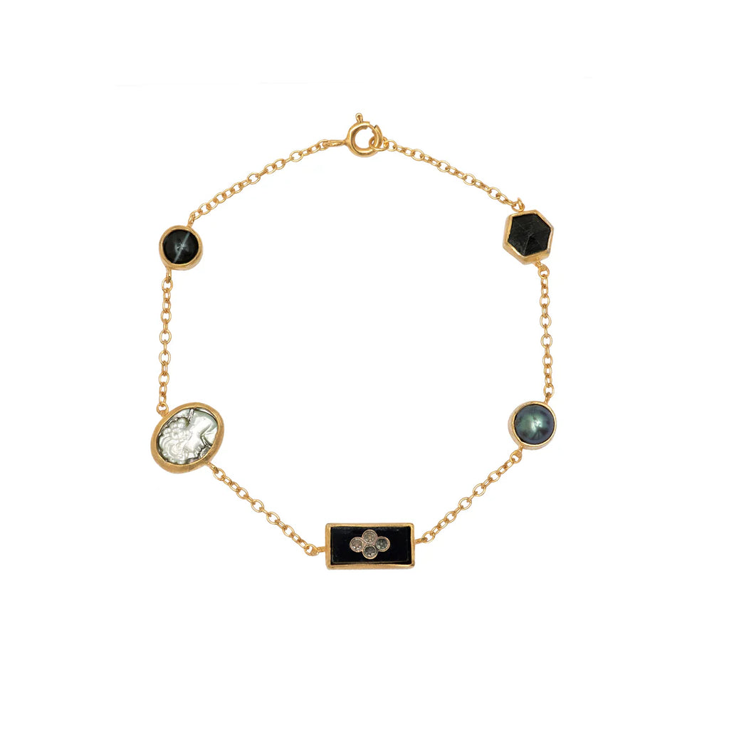 GRAINNE MORTON, FIVE MINI CHARM BRACELET, Black