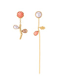 GRAINNE MORTON, FLOWER STEM & CHAIN DETACHABLE DROP EARRINGS, Peach