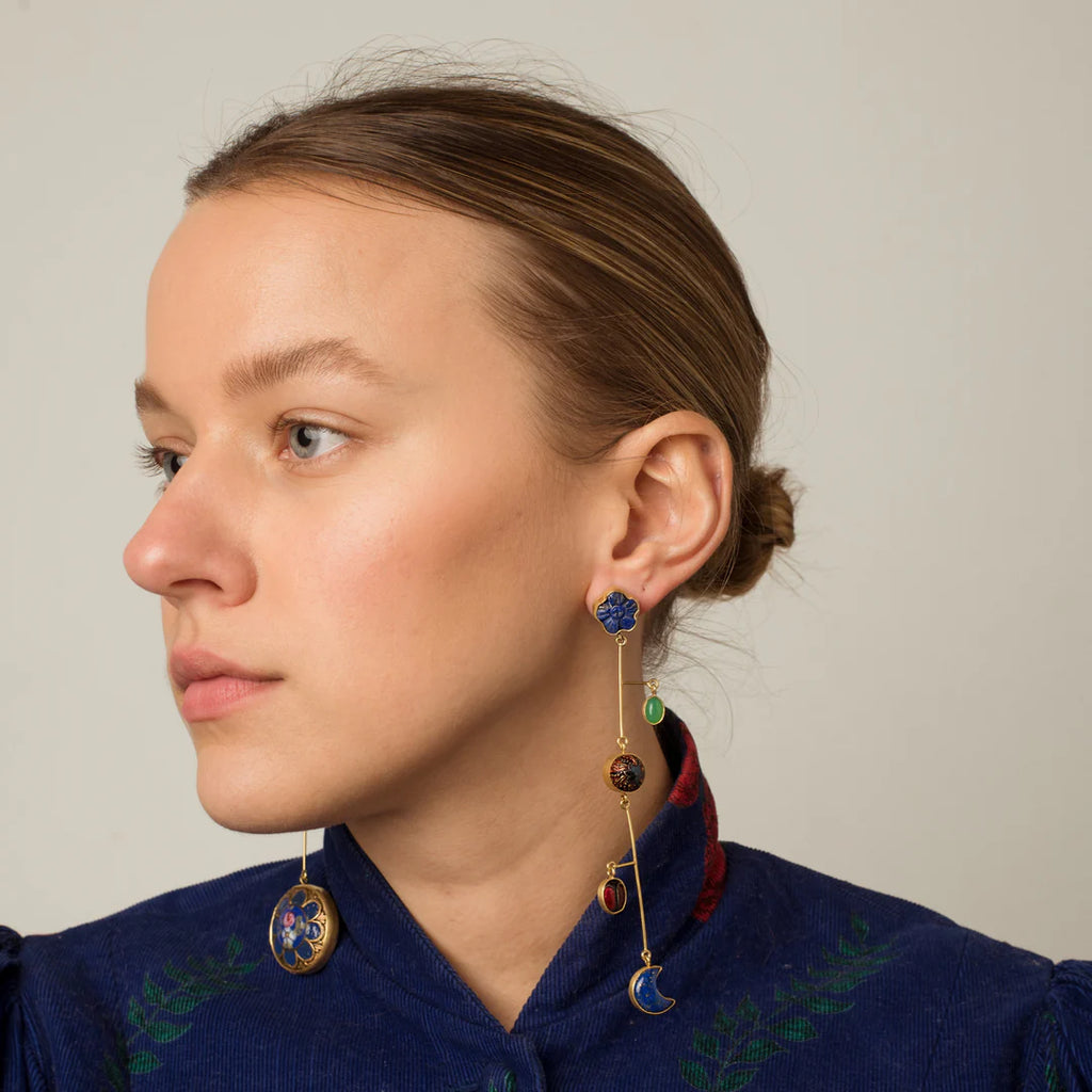 GRAINNE MORTON, MISMATCHED MOBILE DROP EARRINGS, Blue
