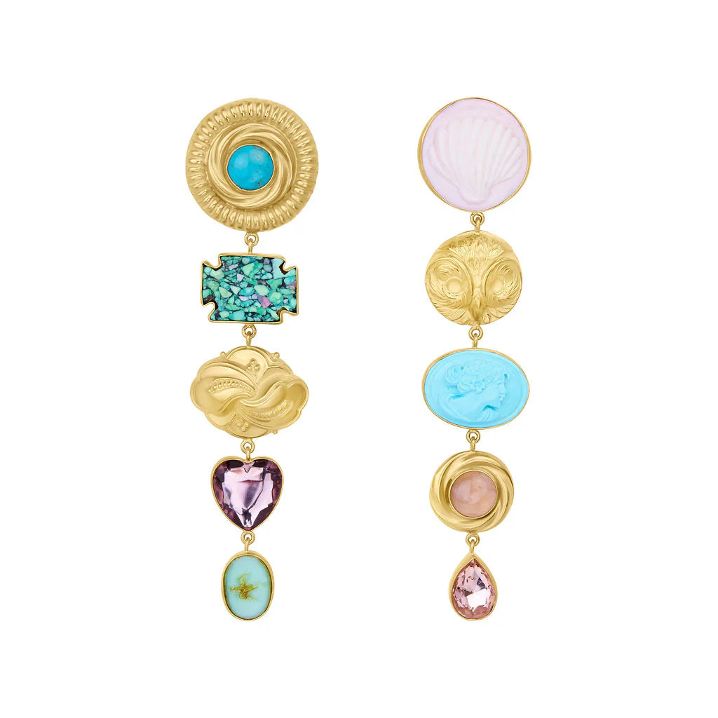 GRAINNE MORTON OWL AND LADY DROP EARRINGS