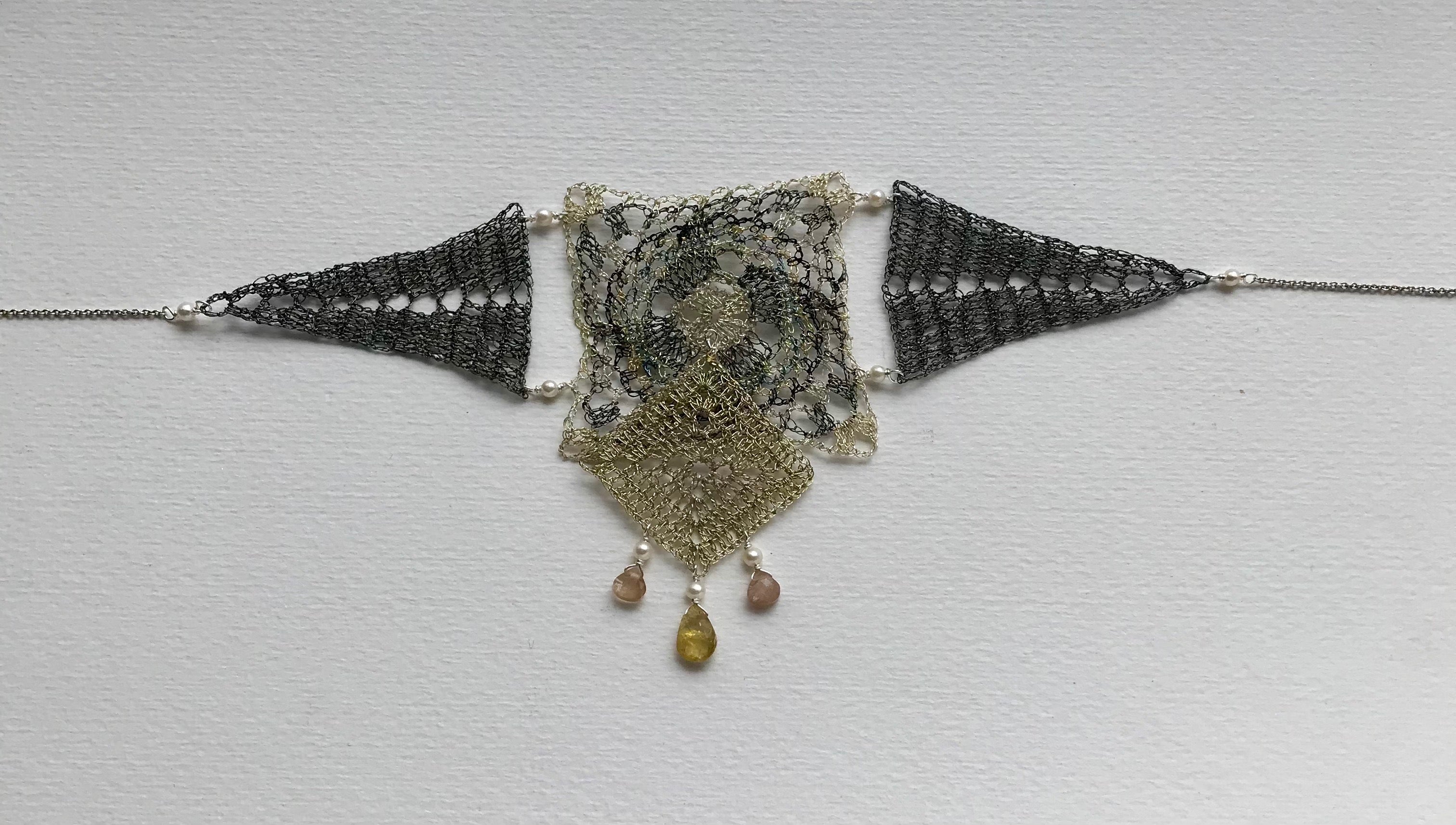 Luciana Corres, Geometric Choker with Teardrop Stones