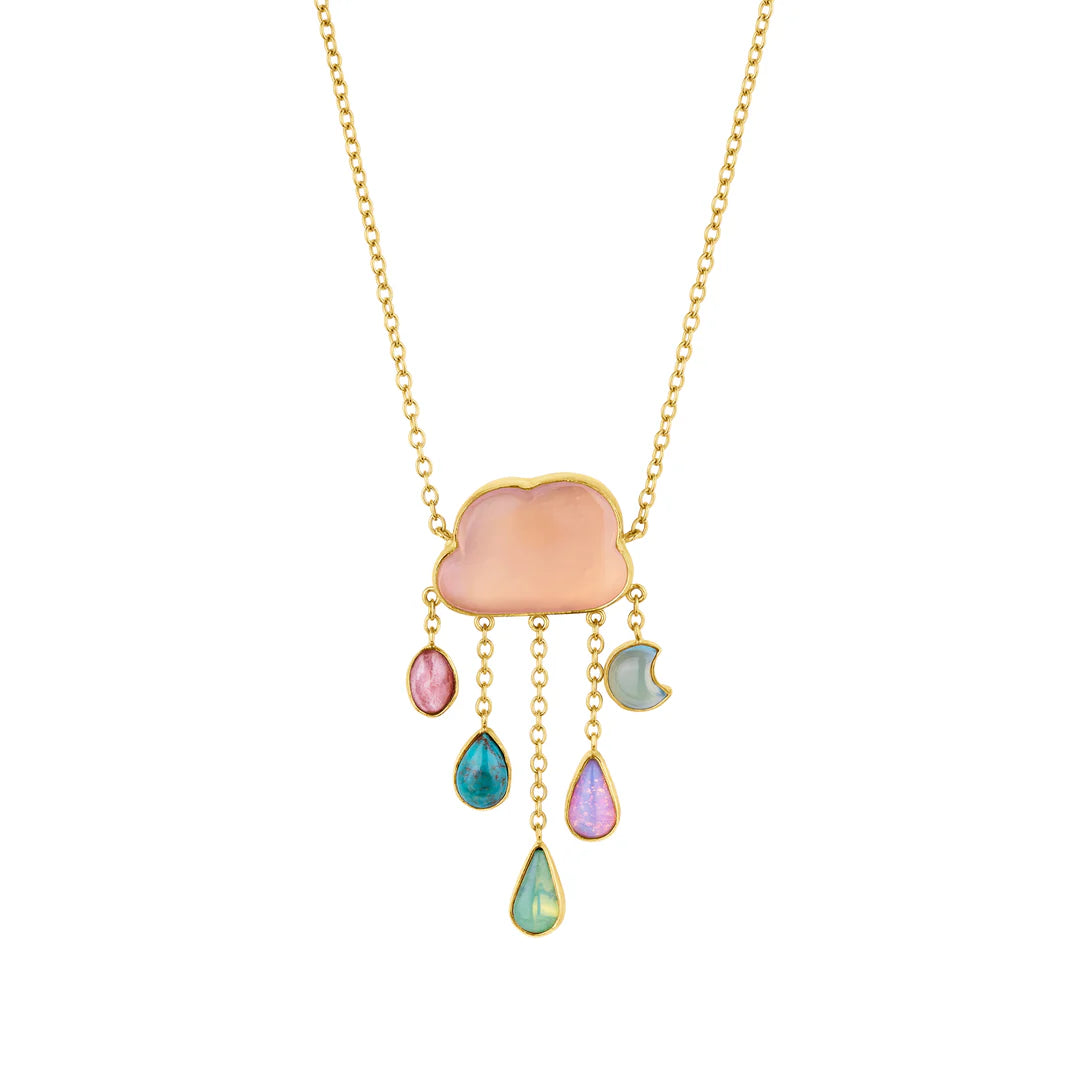 GRAINNE MORTON, CLOUD AND RAIN CHAIN DROP NECKLACE, Peach