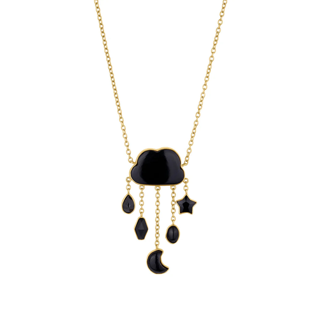 GRAINNE MORTON, CLOUD AND RAIN CHAIN DROP NECKLACE, Black