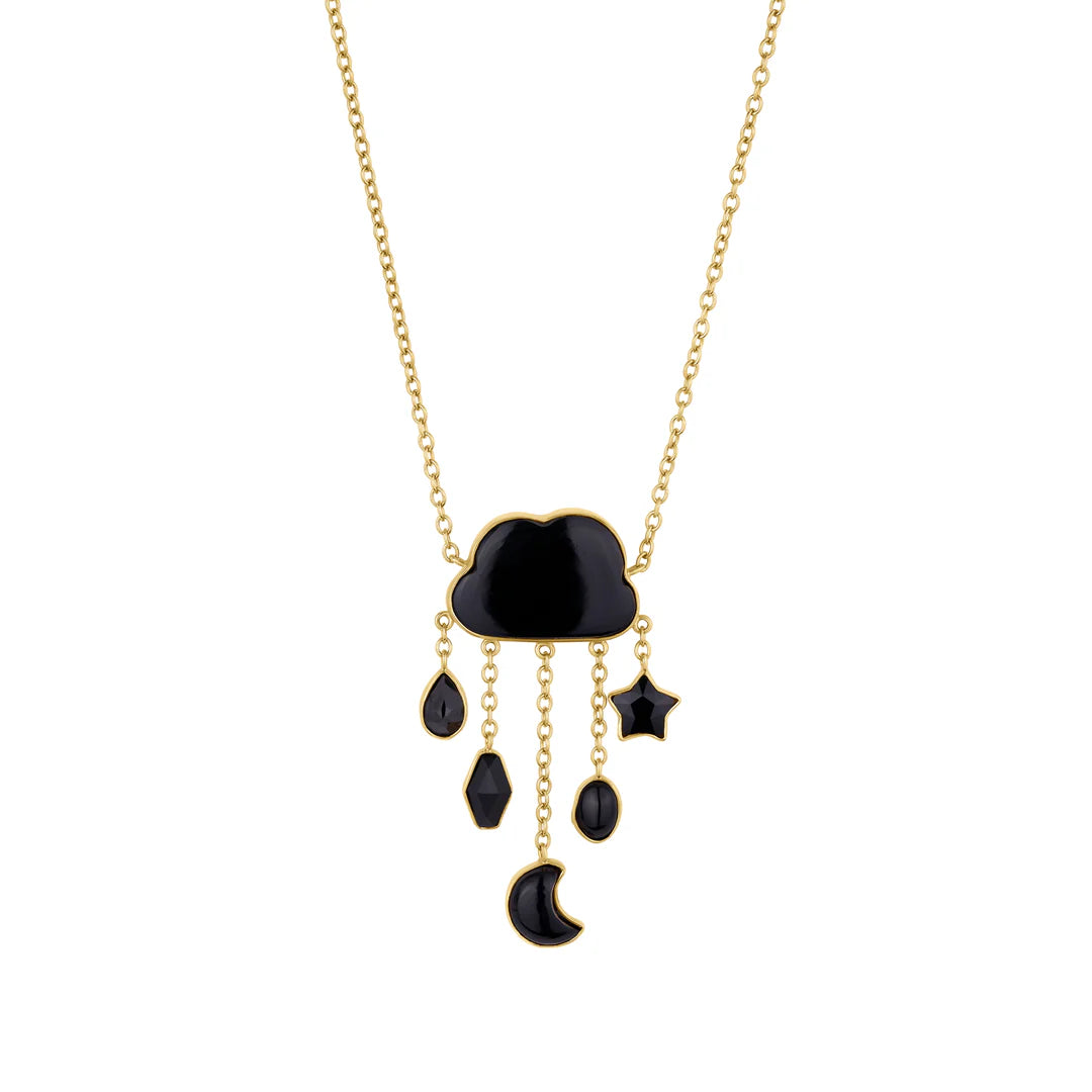 GRAINNE MORTON, CLOUD AND RAIN CHAIN DROP NECKLACE, Black