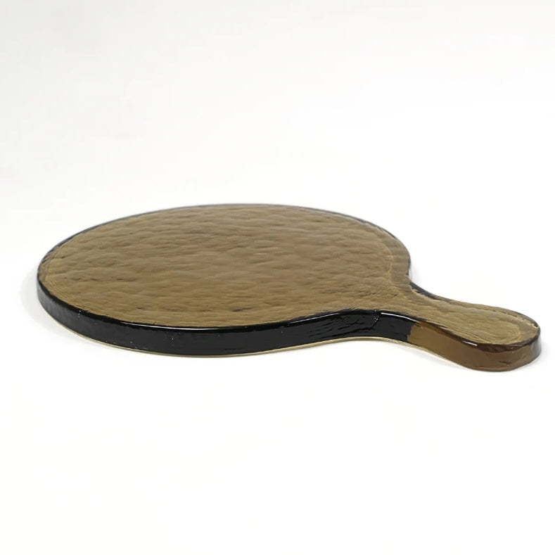Hammered Glass Round Serving Board | Smoke
