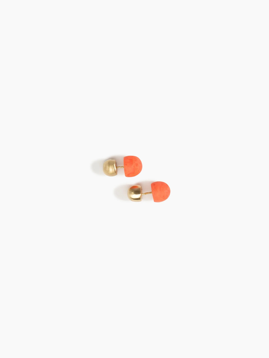 Dinosaur Designs Small Ball Stud Earrings, Lychee & Brass