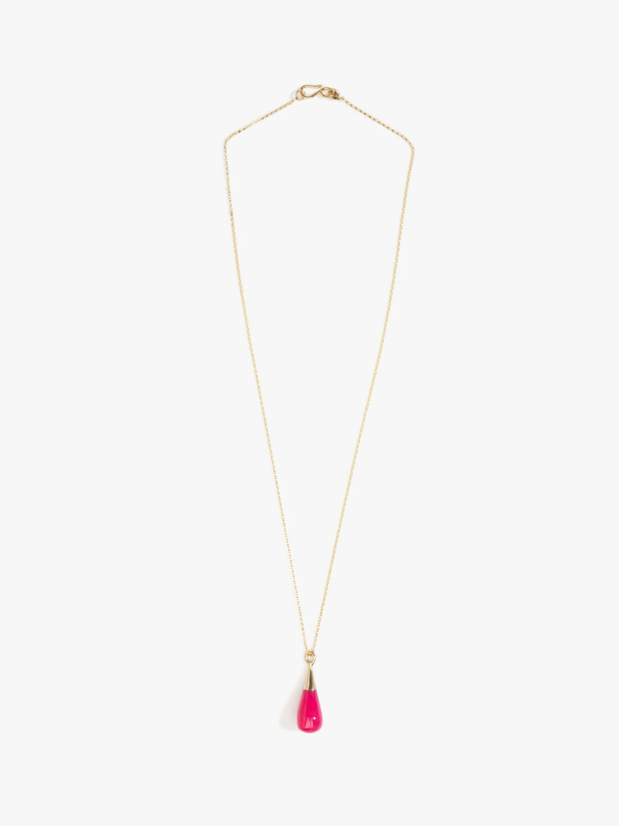 Dinosaur Designs Dew Drop Pendant, Flamingo/14k Gold-Filled
